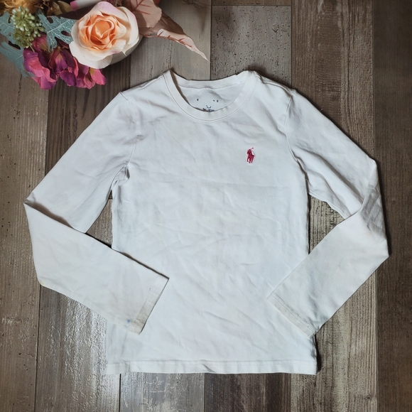 Polo Ralph Lauren Girls White with Embroidered Pink Horse Chest Logo Size 5 - Picture 3 of 16